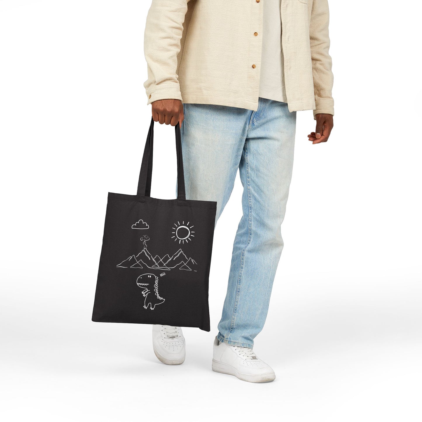 Dinosaur Adventure Cotton Canvas Tote Bag, Eco-Friendly Shopping Bag, Cute Gift for her ,cute gift for him, gif for kids , Dinosaur Lovers, Fun and Functional Tote