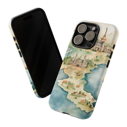 Hard Phone Case — Watercolor Fantasy Map Castle Design