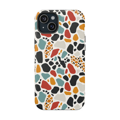 Terrazzo Pattern Magnetic Impact Phone Case — Colorful Retro Pebble Design