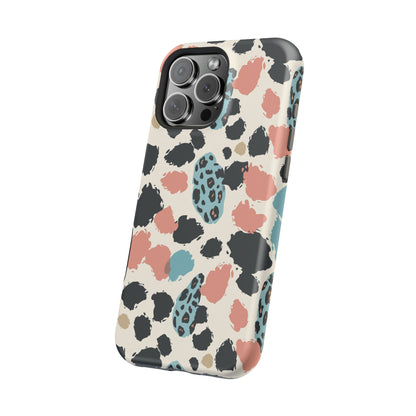 Leopard Splash Magnetic Impact Phone Case — Teal & Coral Animal Print