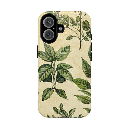 Botanical Leaves Tough Phone Case — Vintage Green Plant Print