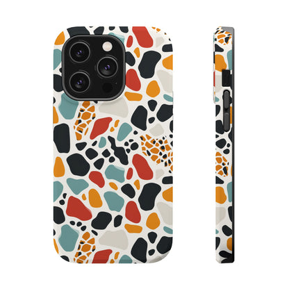 Terrazzo Pattern Magnetic Impact Phone Case — Colorful Retro Pebble Design