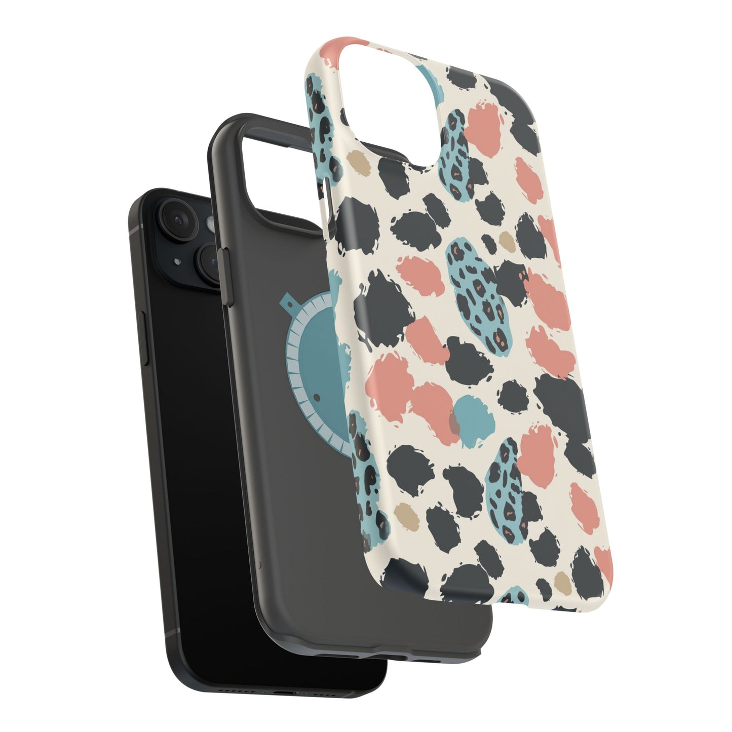 Leopard Splash Magnetic Impact Phone Case — Teal & Coral Animal Print
