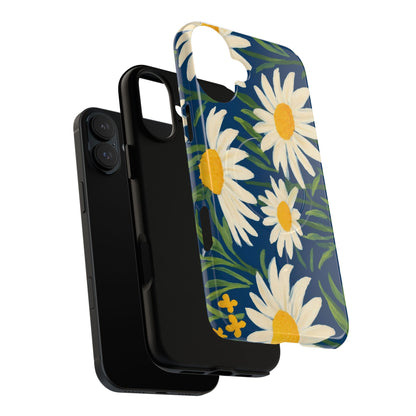 Daisy Floral IPhone Case-Tough Magnetic Cover ,Glossy Finish ,Retro Botanical Flower  Design.