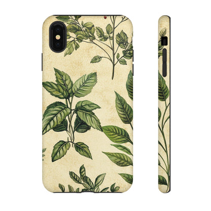 Botanical Leaves Tough Phone Case — Vintage Green Plant Print