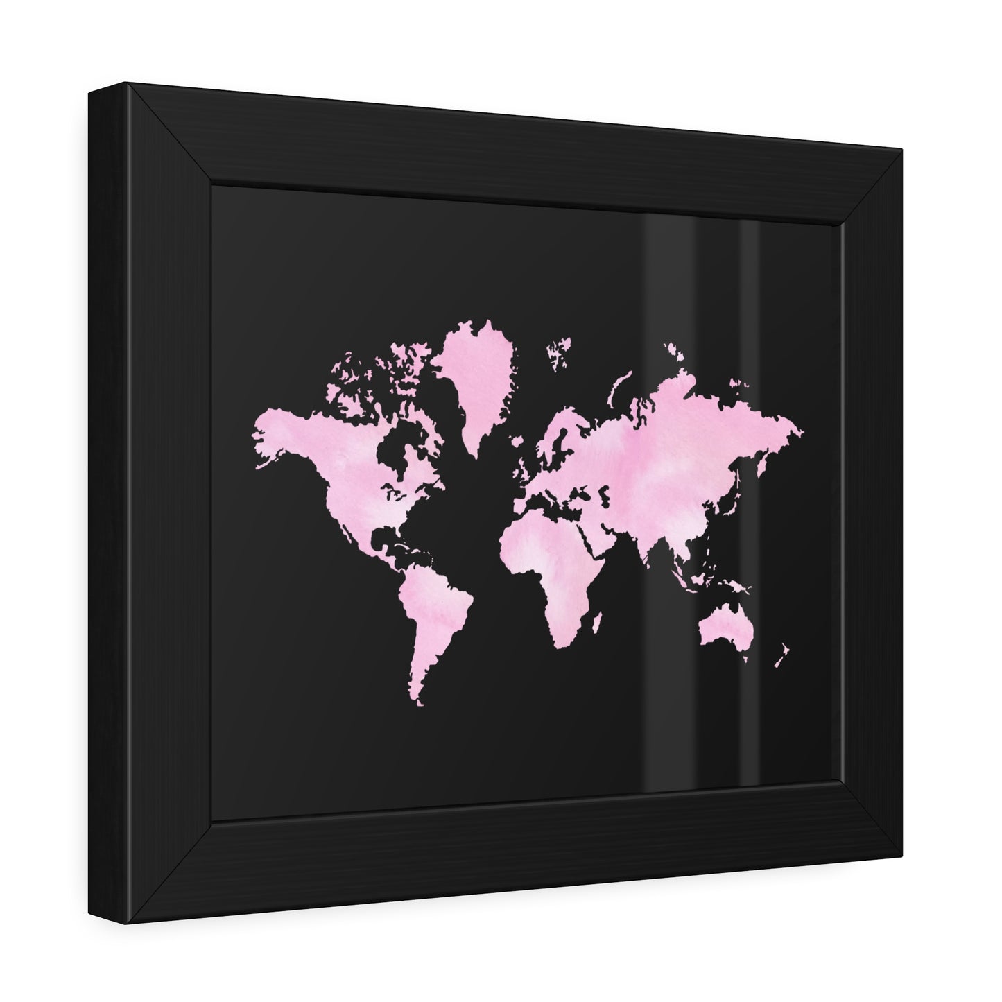 Pink Watercolor World Map Framed Poster,Coquette Poster