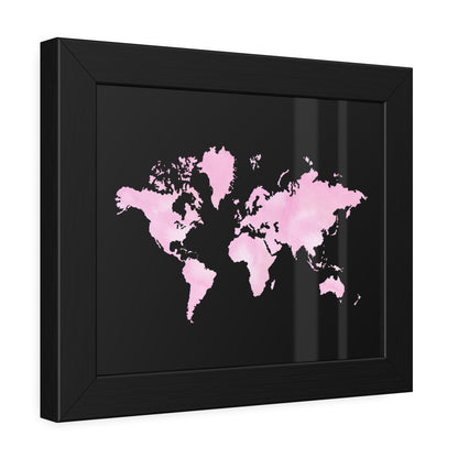Pink Watercolor World Map Framed Poster,Coquette Poster