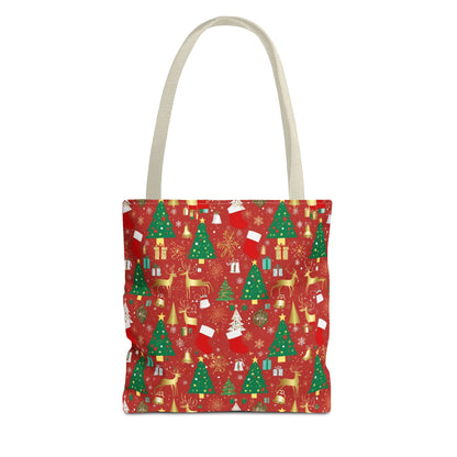 Festive Christmas Tote Bag - Holiday Shopping, Gift Bag, Reusable Tote for Merry Gatherings, Christmas Parties, Santa Lovers