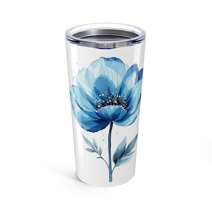 20oz Blue Watercolor Flower Tumbler,White Tumbler,Perfect Gift For Her .
