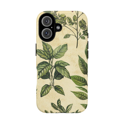 Botanical Leaves Tough Phone Case — Vintage Green Plant Print