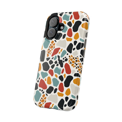 Terrazzo Pattern Magnetic Impact Phone Case — Colorful Retro Pebble Design