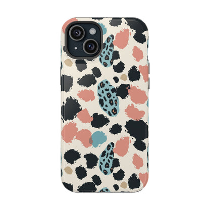 Leopard Splash Magnetic Impact Phone Case — Teal & Coral Animal Print