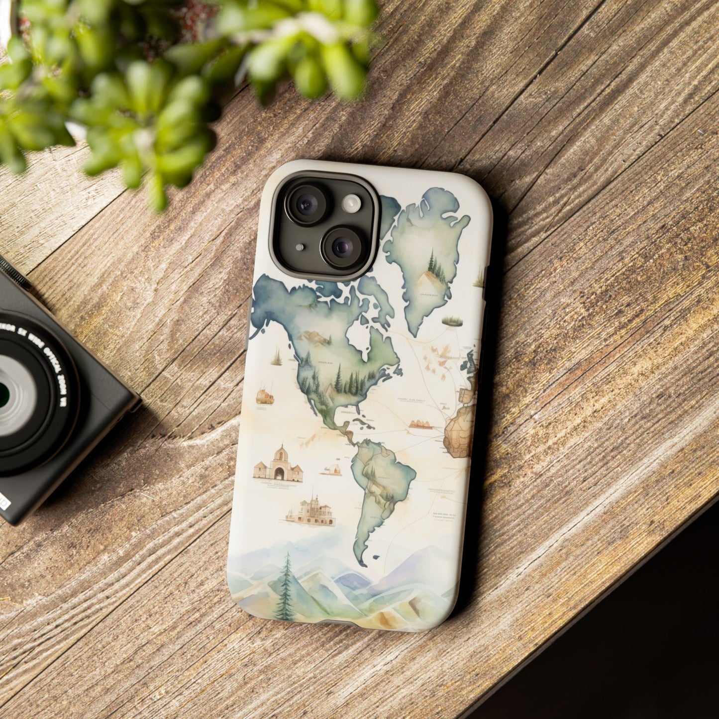 Hard Phone Case — Watercolor Fantasy Map Castle Design