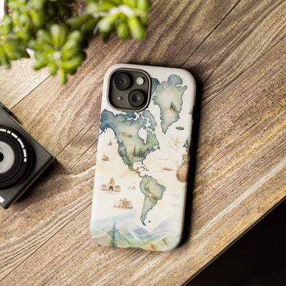 Hard Phone Case — Watercolor Fantasy Map Castle Design