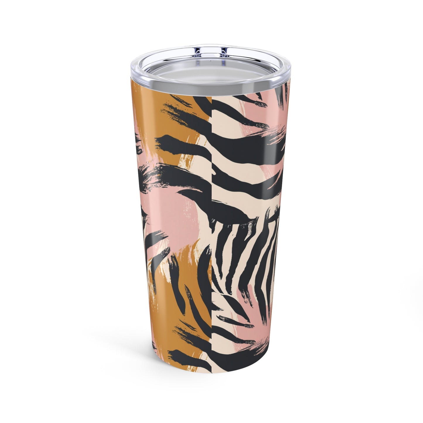 Zebra Print 20oz Tumbler — Pink & Mustard Animal Pattern Insulated Travel Cup