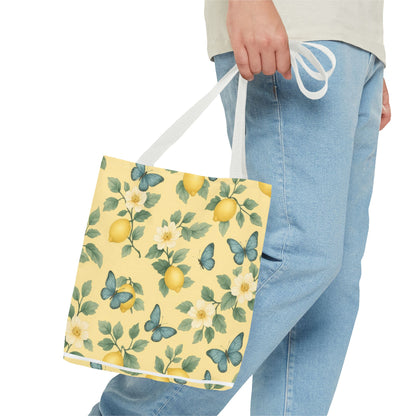Sunny Lemon Blossom Tote Bag, Summer Vibes, Eco-Friendly Shopping Bag, Floral Market Tote, Perfect Gift for her/him