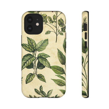 Botanical Leaves Tough Phone Case — Vintage Green Plant Print