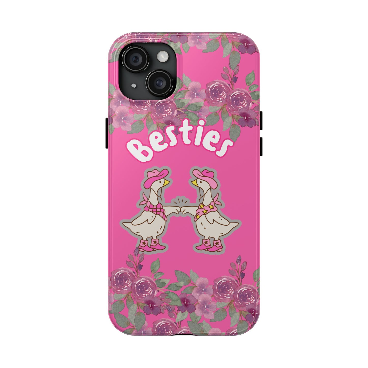 Colorful Floral Besties Phone Case, Tough Mobile Cover for Best Friends, Cute Gift for Friendship Day, Unique Cell Phone Protection
