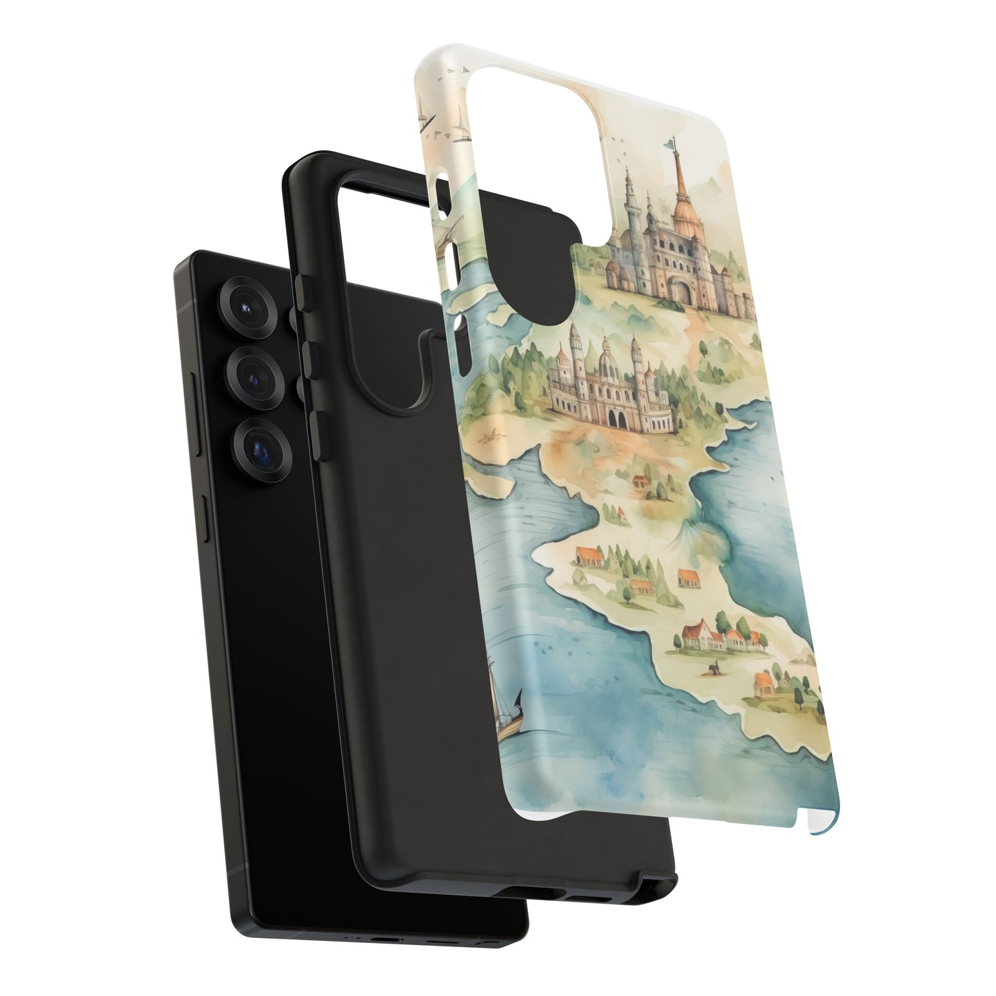 Hard Phone Case — Watercolor Fantasy Map Castle Design