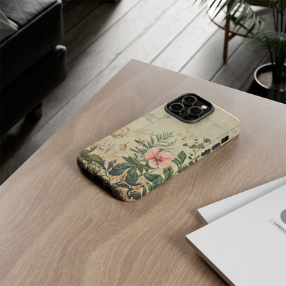 Floral Vintage Tough Case – Botanical Protective Phone Cover,Plants Lovers