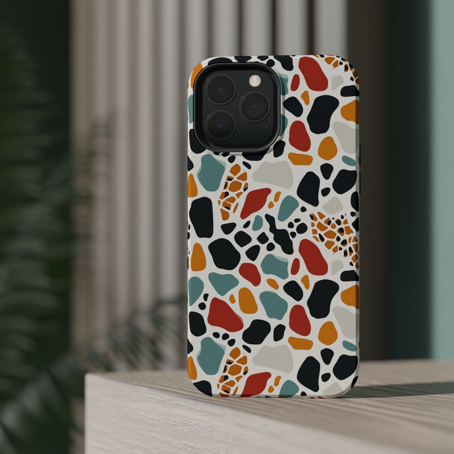 Terrazzo Pattern Magnetic Impact Phone Case — Colorful Retro Pebble Design