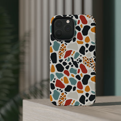 Terrazzo Pattern Magnetic Impact Phone Case — Colorful Retro Pebble Design