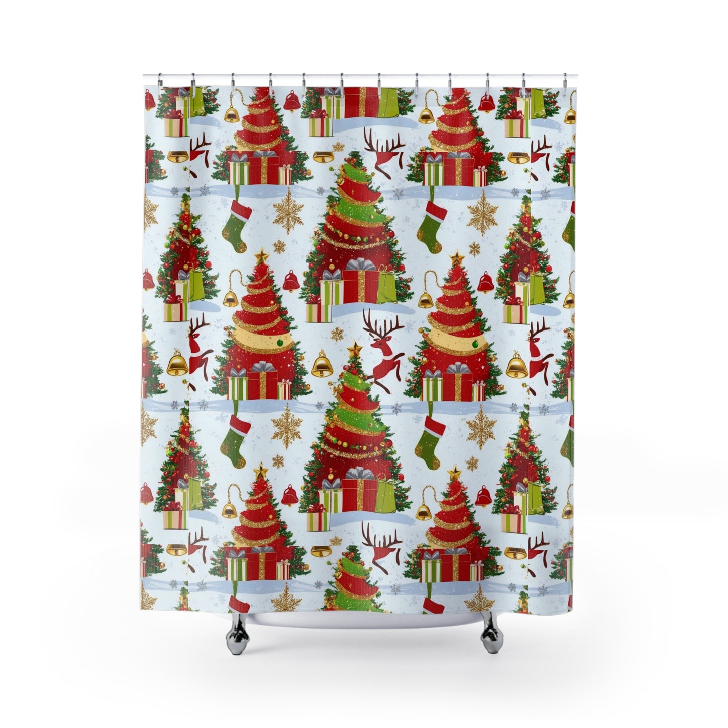 Christmas Shower Curtain, Festive Holiday Decor, Winter Wonderland, Bathroom Accessories, Gift for Her, Holiday Home