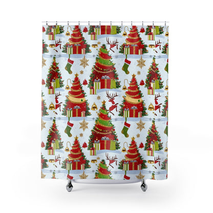 Christmas Shower Curtain, Festive Holiday Decor, Winter Wonderland, Bathroom Accessories, Gift for Her, Holiday Home