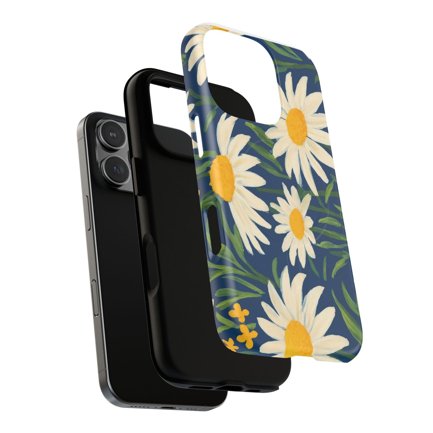 Daisy Floral IPhone Case-Tough Magnetic Cover ,Glossy Finish ,Retro Botanical Flower  Design.