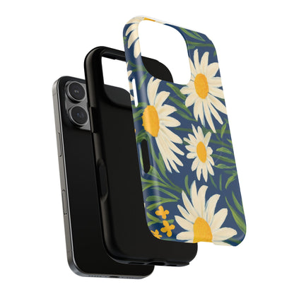 Daisy Floral IPhone Case-Tough Magnetic Cover ,Glossy Finish ,Retro Botanical Flower  Design.