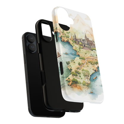 Hard Phone Case — Watercolor Fantasy Map Castle Design
