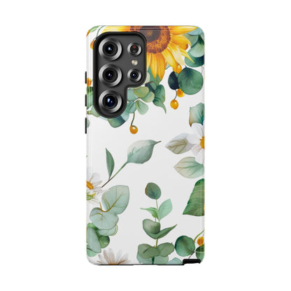Sunflower & Eucalyptus Tough Phone Case — Protective Floral iPhone Case
