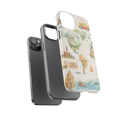 Hard Phone Case — Watercolor Fantasy Map Castle Design