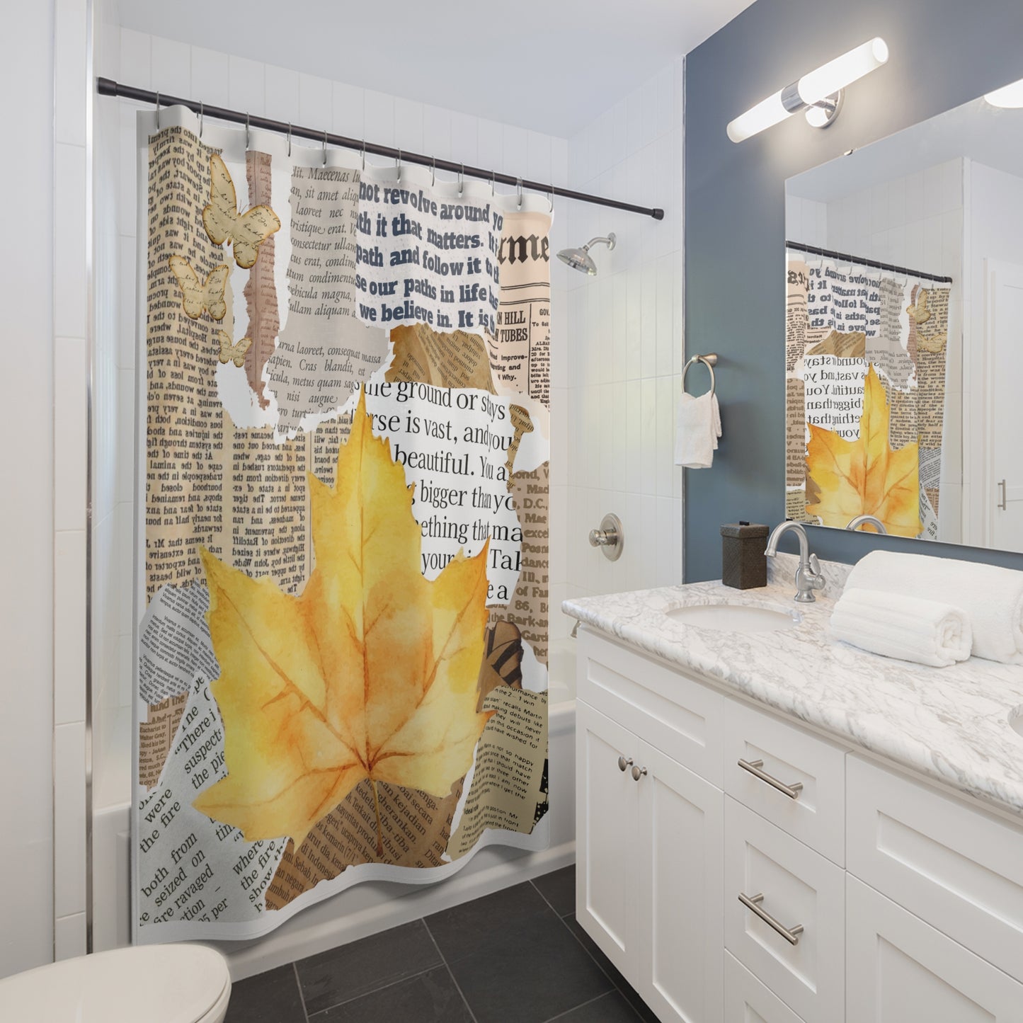 Autumn Inspired Shower Curtain, Cozy Home Decor, Nature Wall Art, Fall Bathroom Accessory.
