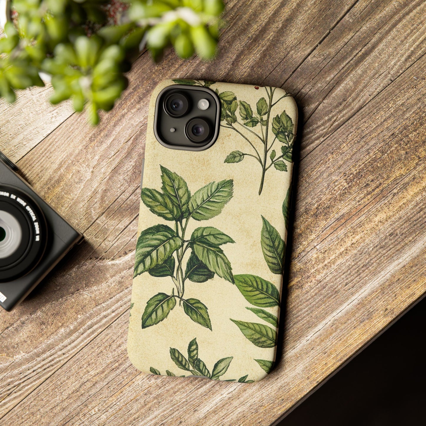 Botanical Leaves Tough Phone Case — Vintage Green Plant Print