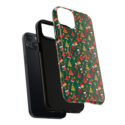 Christmas Tough Magnetic Phone Case | Festive Holiday Accessory | Cute Santa & Tree Design, Gift for Him/Her, Seasonal Tech
