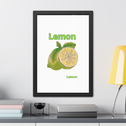 Lemon Framed Poster, Bright Home Decor, Kitchen Art, Gift for Citrus Lovers, Fresh Farmhouse Style