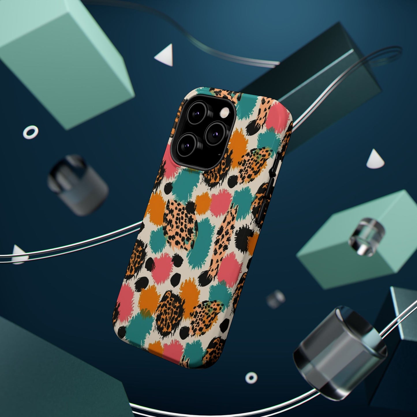 Leopard Splash Magnetic Impact Phone Case — Colorful Abstract Animal Print