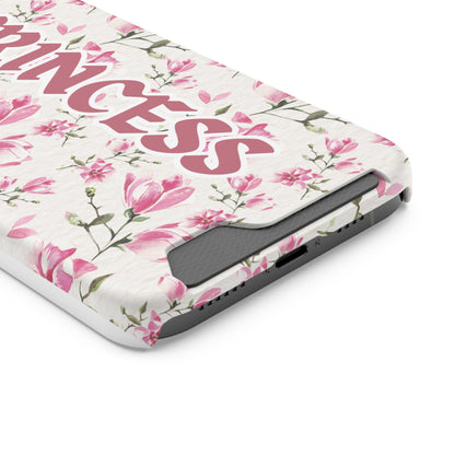 Chic Floral Phone Case with Card Holder for Princesses, Cute Floral Design, Gift for Her