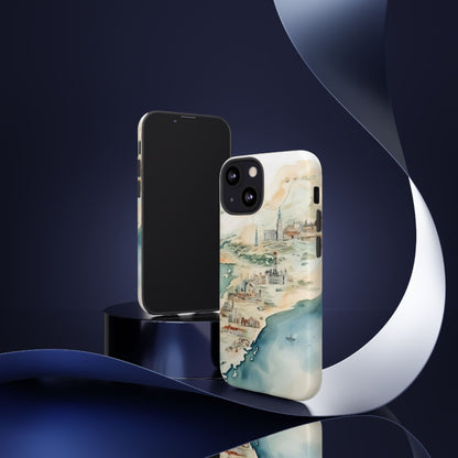 Hard Phone Case — Watercolor Fantasy Map Castle Design
