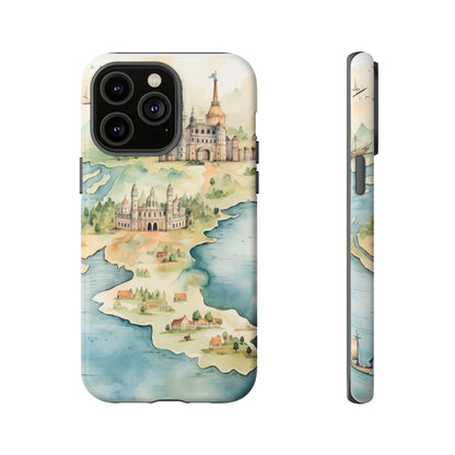 Hard Phone Case — Watercolor Fantasy Map Castle Design