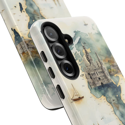 Hard Phone Case — Watercolor Fantasy Map Castle Design