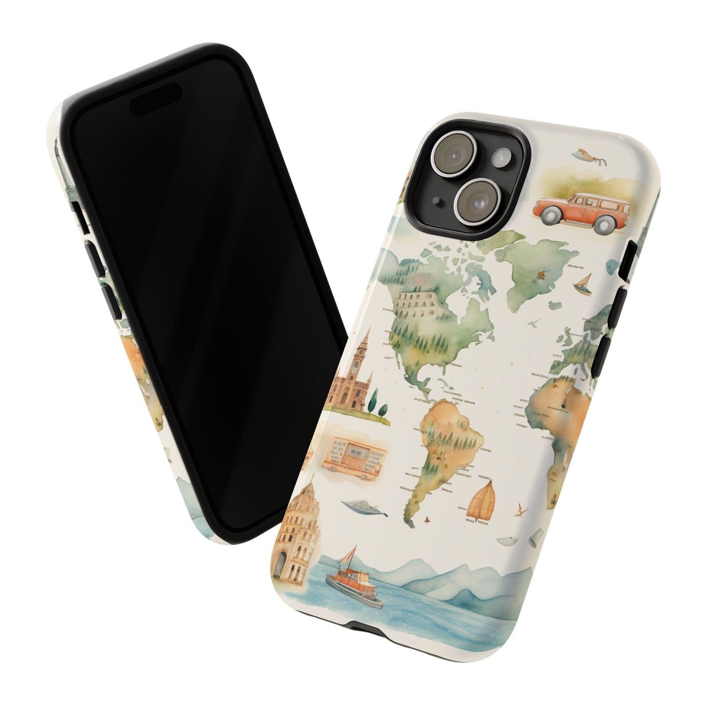 Hard Phone Case — Watercolor Fantasy Map Castle Design