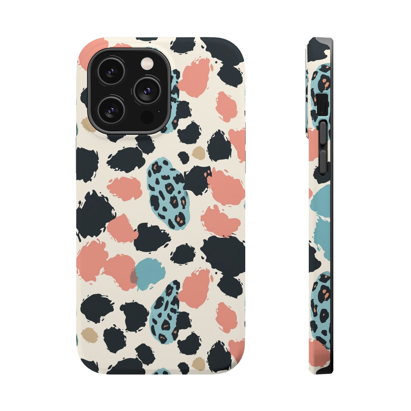 Leopard Splash Magnetic Impact Phone Case — Teal & Coral Animal Print