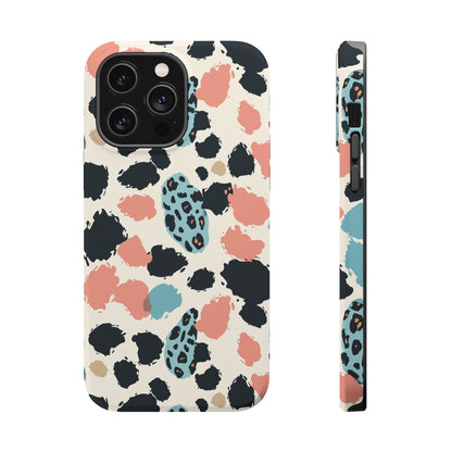 Leopard Splash Magnetic Impact Phone Case — Teal & Coral Animal Print