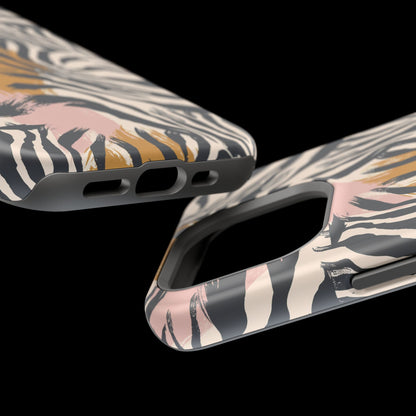 Zebra Brushstroke Magnetic Impact Phone Case,Africa Pattern