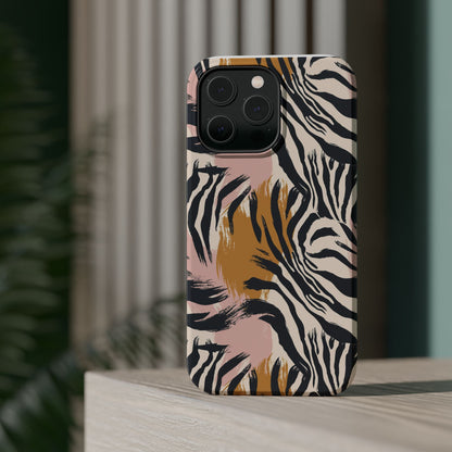 Zebra Brushstroke Magnetic Impact Phone Case,Africa Pattern