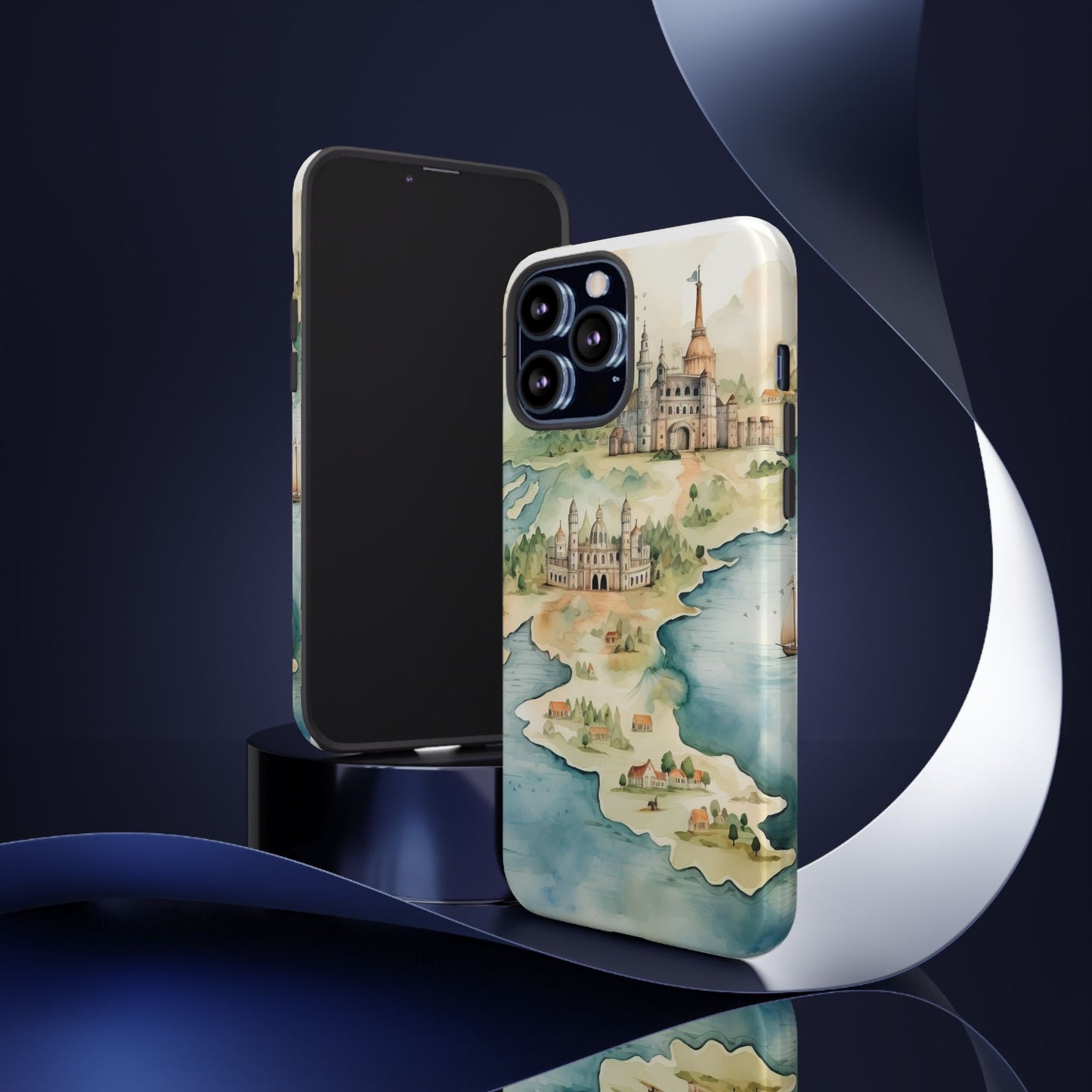 Hard Phone Case — Watercolor Fantasy Map Castle Design