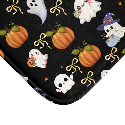 Halloween Ghost & Pumpkin Bath Mat, Spooky Bath Decor, Cute Bathroom Rug, Ghostly Home Accessory, Perfect for Fall Decor