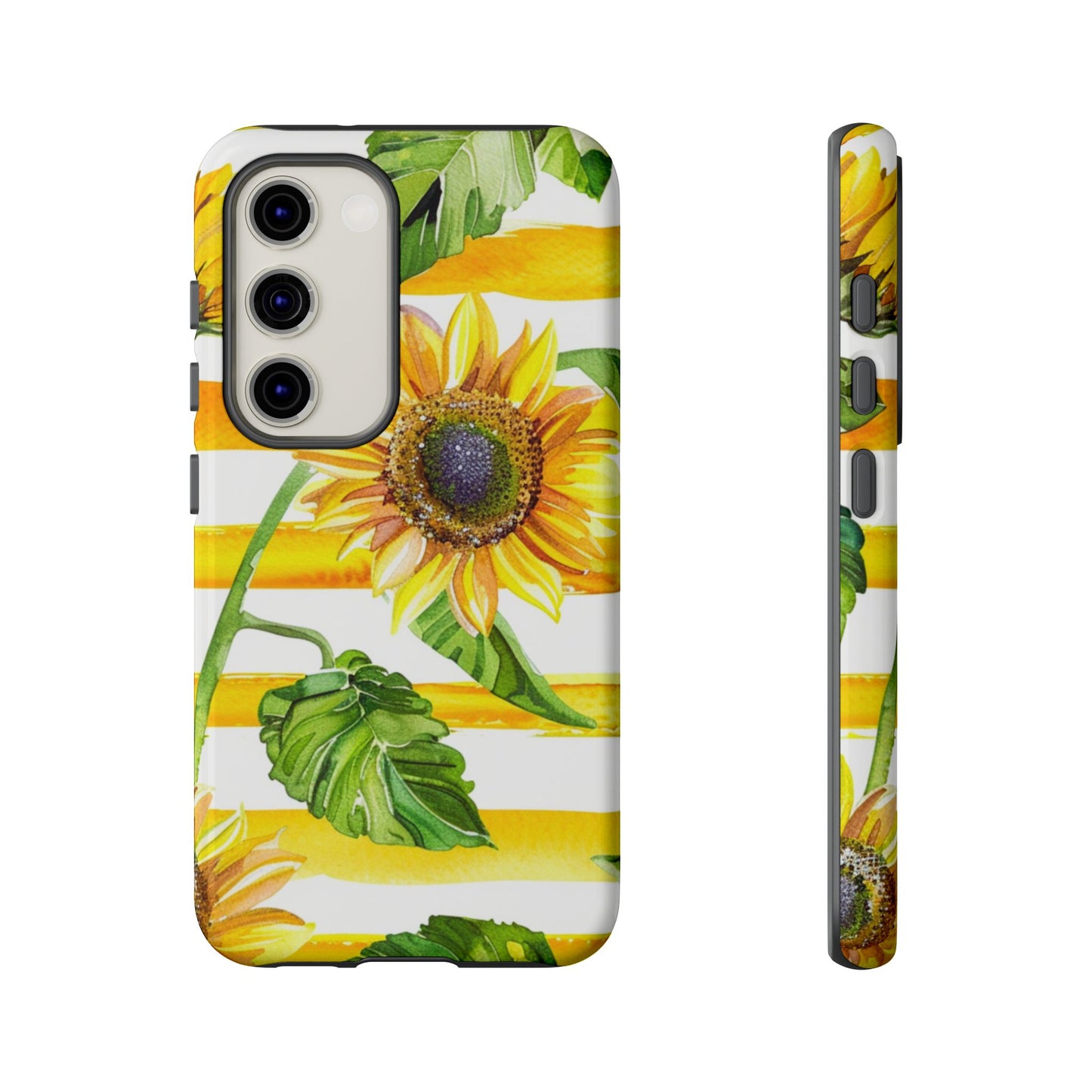 Sunflower Stripes Phone Case - Bright Floral Tough Case